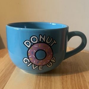 Vintage blue and pink ceramic collectable Donut give up mug NEW